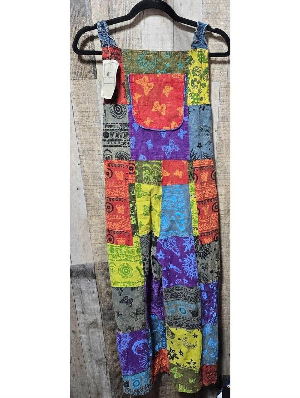 Himalaya Handmade Boho Hippie Celestial Butterfly Patchwork Jumpsuit Overalls NW